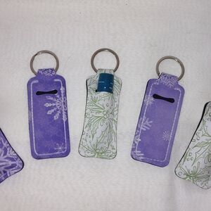 Purple and White Keychain Lip Balm Holder